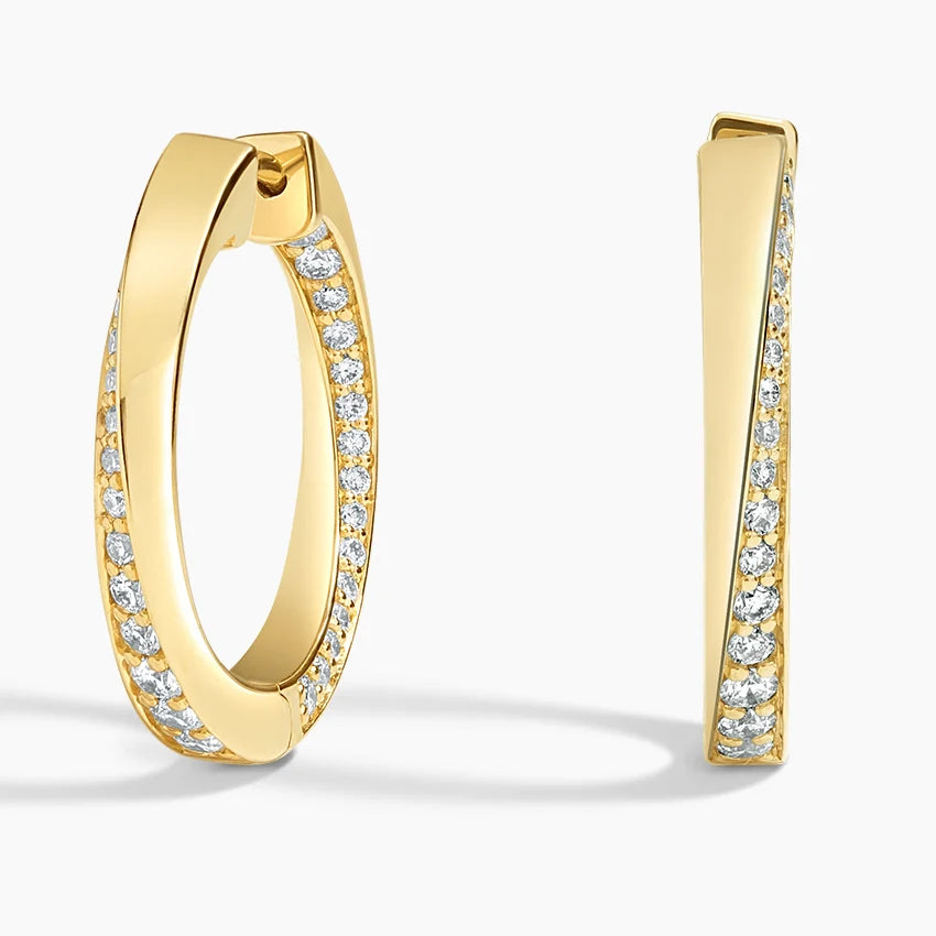 Spiral Diamond Hoop Earrings